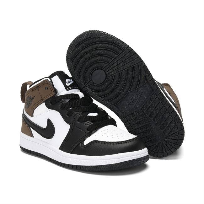 Youth Running Weapon Air Jordan 1 White/Brown/Black Shoes 0165